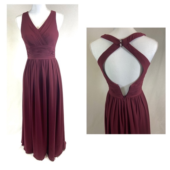 Azazie Dresses & Skirts - AZAZIE Racer Back Cummerbund Waist Prom Dress  Bridesmaid Gown Burgundy Plum S